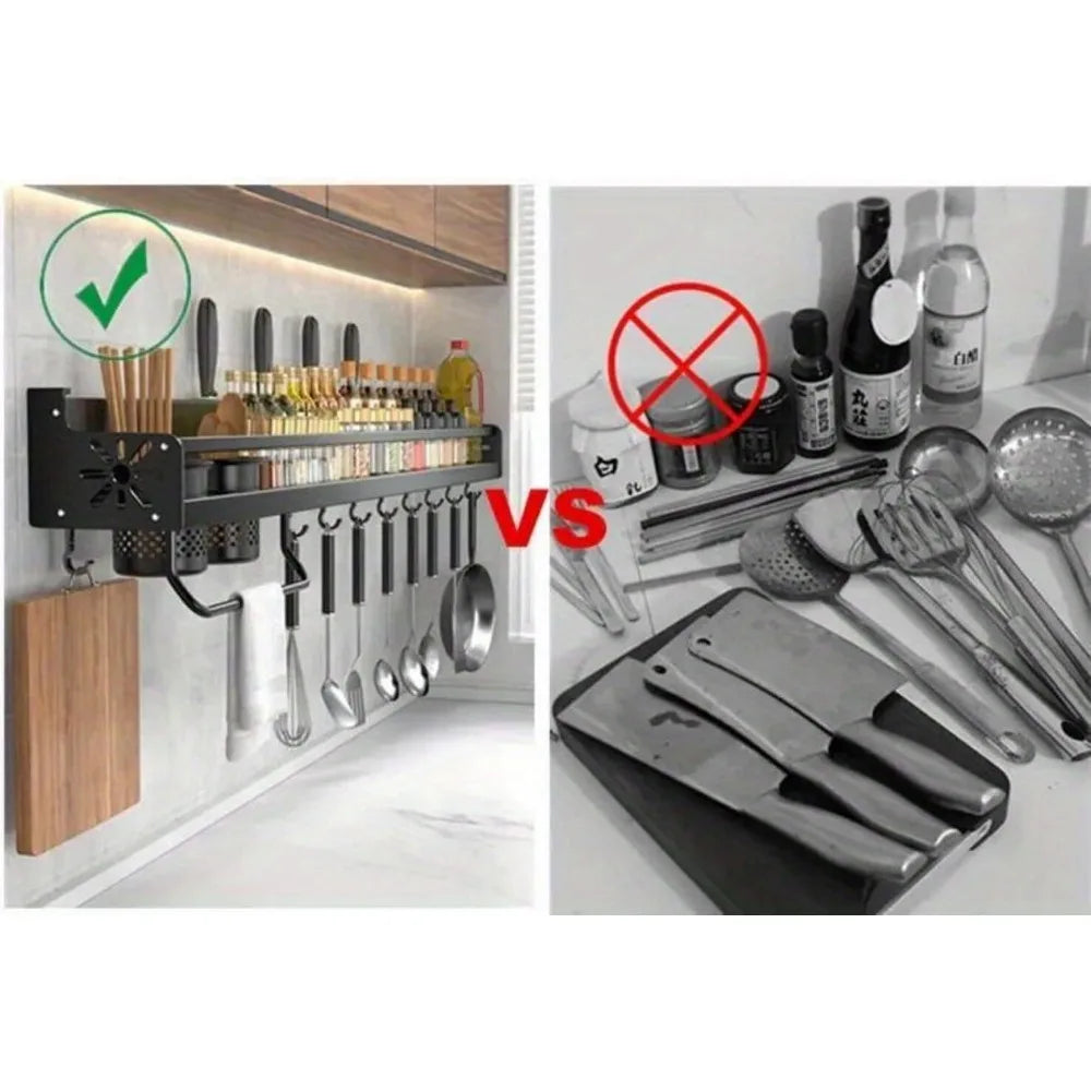 Wall-mounted Kitchen Organizer Shelf-Spice/Knife/Utensil Organizer