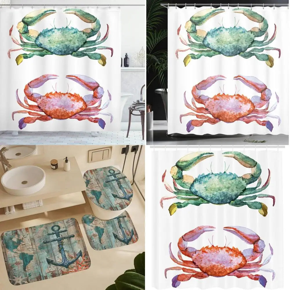 Fabric art print with ocean themed illustrations