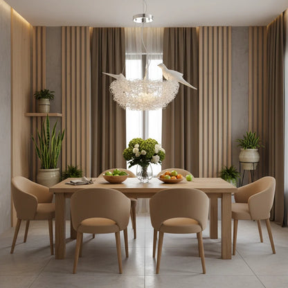 Modern Bird Nest Chandelier 5-Light, Adjustable Height Dimmable