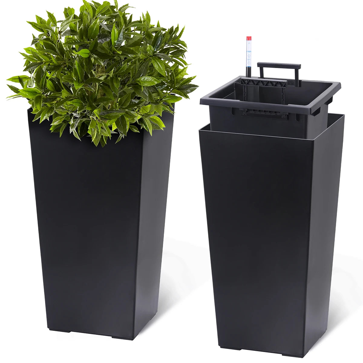 Rectangular Planters Set of 2, Large Plant Pots with Drainage- 16in. or 22.5 in
