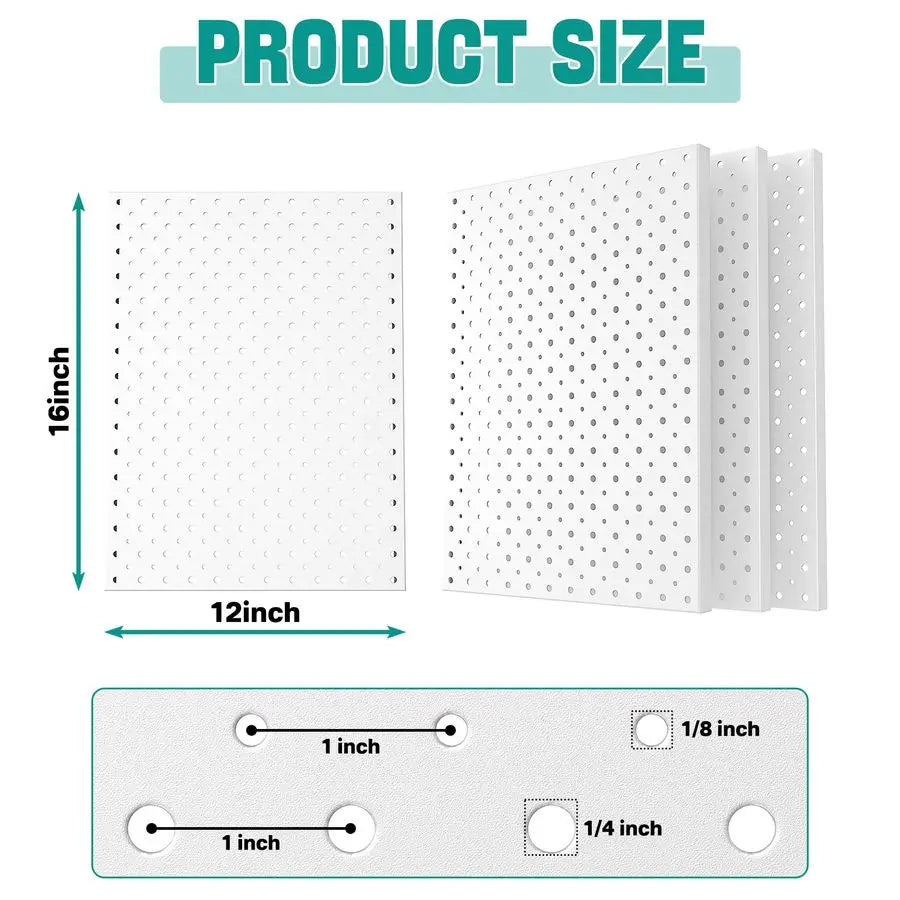 12X16, 4pcs, White Metal Pegboard Panels, Heavy Duty