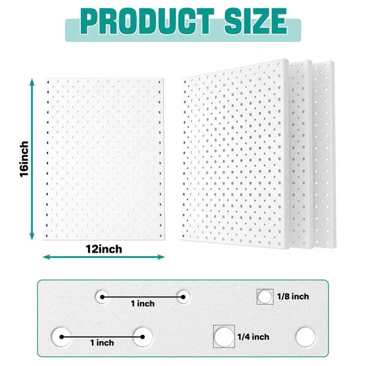 12X16, 4pcs, White Metal Pegboard Panels, Heavy Duty