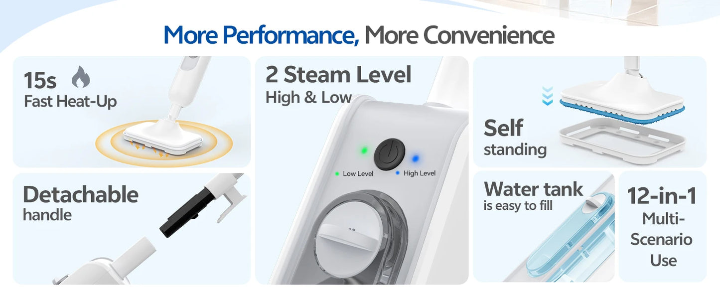 F2 Steam Mop Powerful 12-in-1 Handheld