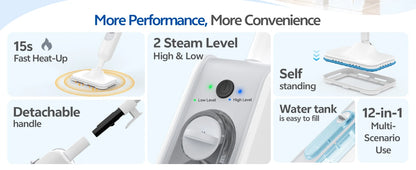 F2 Steam Mop Powerful 12-in-1 Handheld