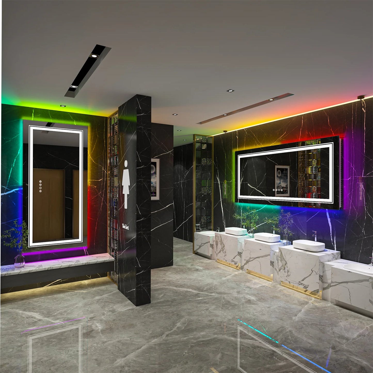LED Vanity Mirror RGB Color Changing, Backlit, Shatterproof, Dimmable, Anti-Fog