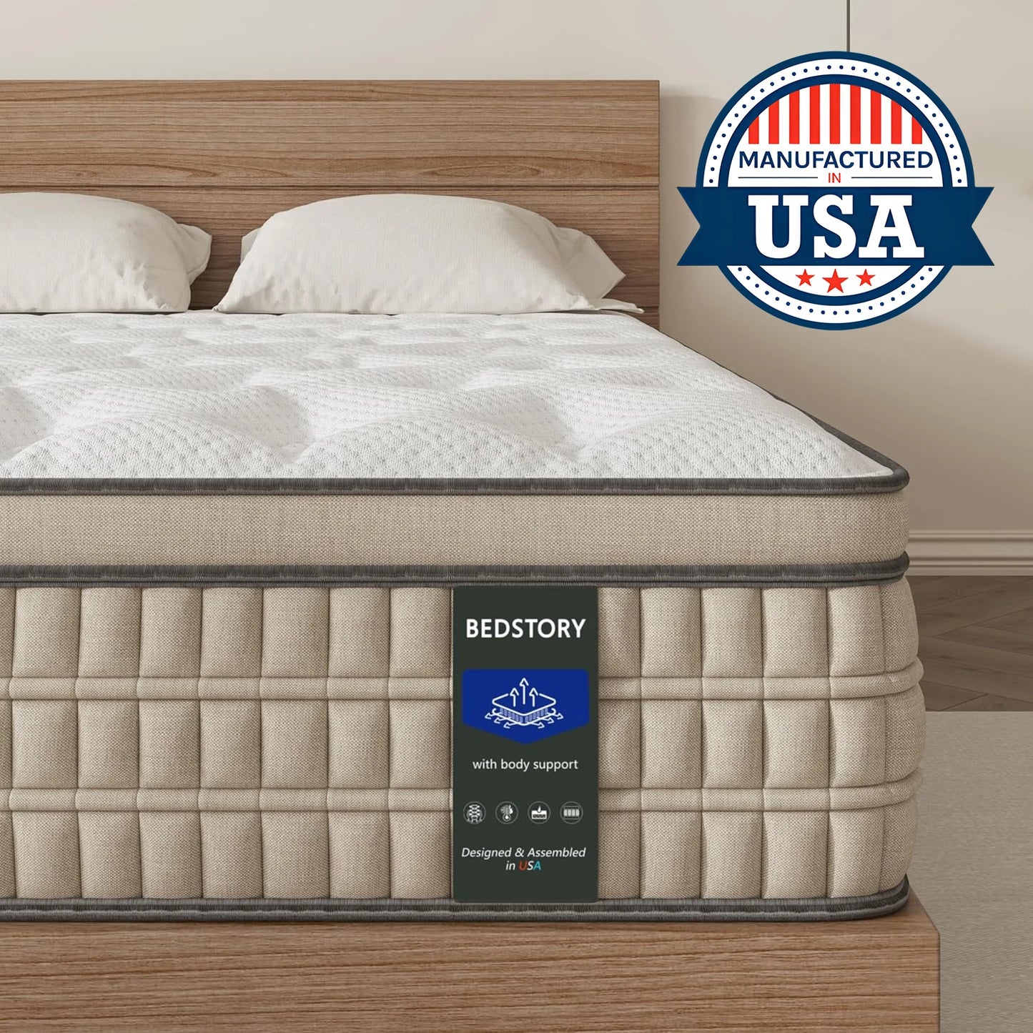 12 Inch Full/King Hybrid Gel Memory Foam Mattress,