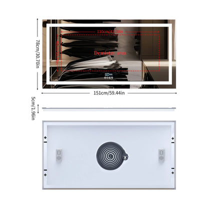 XXL Smart LED Wall Vanity Mirror Bluetooth Digital Display