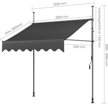Outdoor Patio Awning Sunshade Shelter, Manual Retractable Awning/Canopy