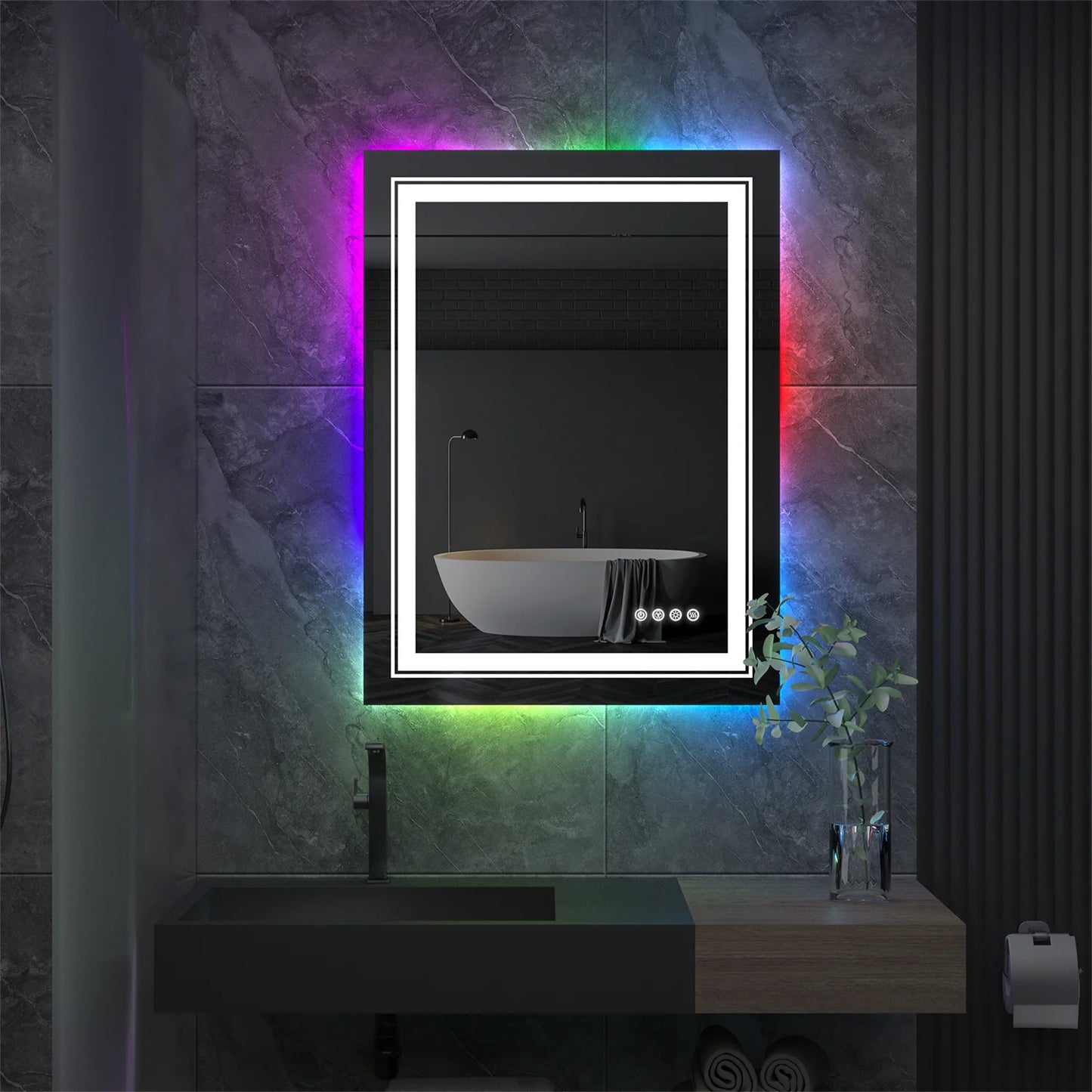 LED Vanity Mirror RGB Color Changing, Backlit, Shatterproof, Dimmable, Anti-Fog