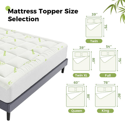 Bamboo Fiber Soft Mattress Topper with Deep Pockets 400g