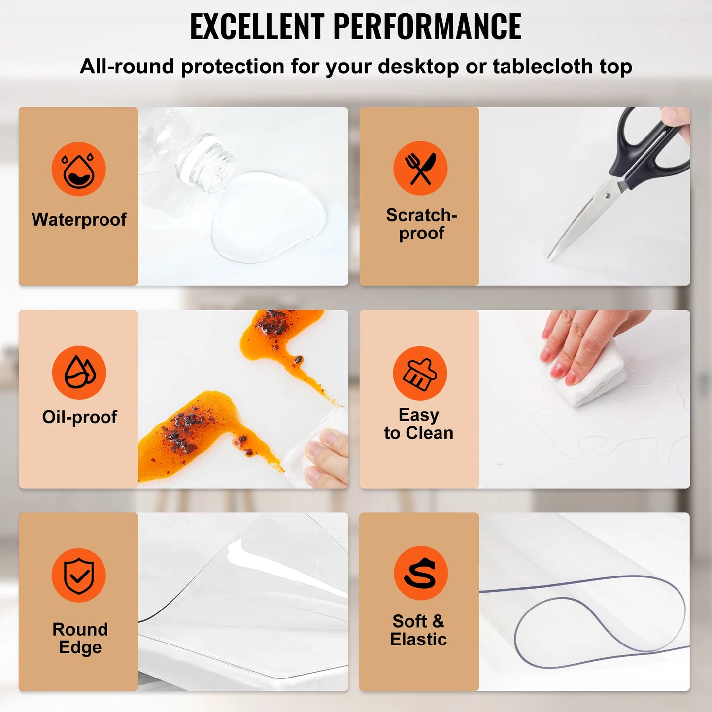 Multi-size 1.5/2mm Tablecloth Protector/Table Cover Mat PVC