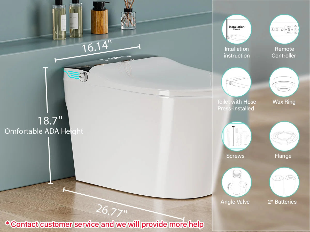 Elongated Smart Toilet with Bidet Built in
