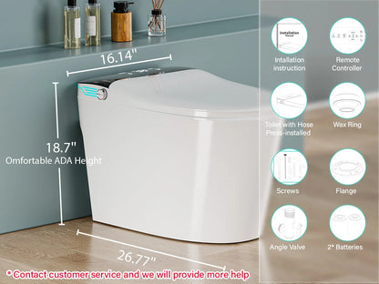 Elongated Smart Toilet with Bidet Built in