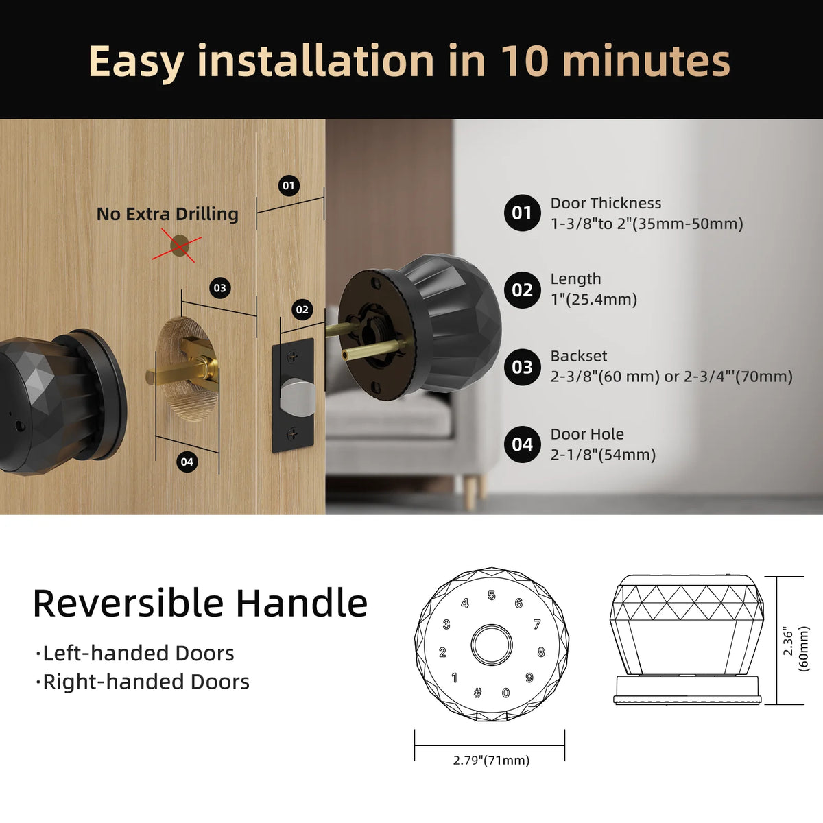 Smart Lock Fingerprint Door Lock TYPE-C