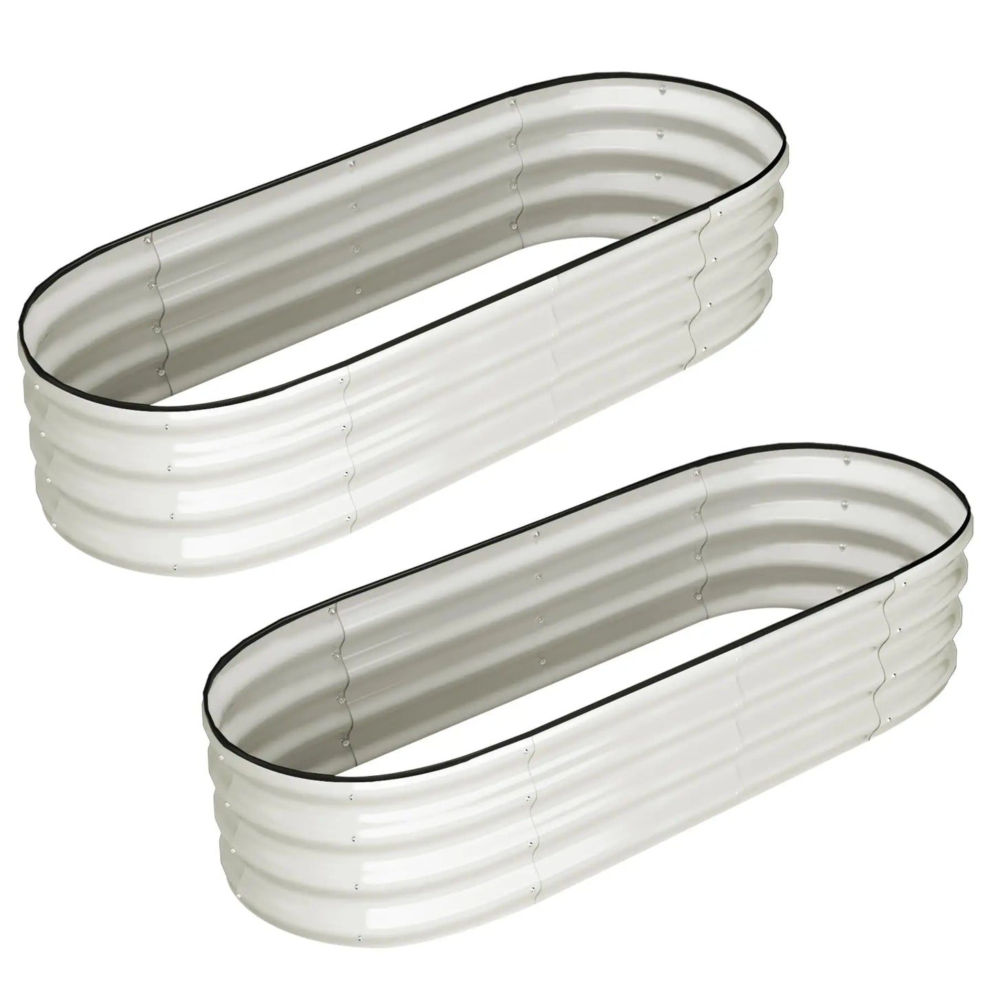 2-Pack Oval Galvanized Steel Raised Garden Bed- Open Base/Safety Edge