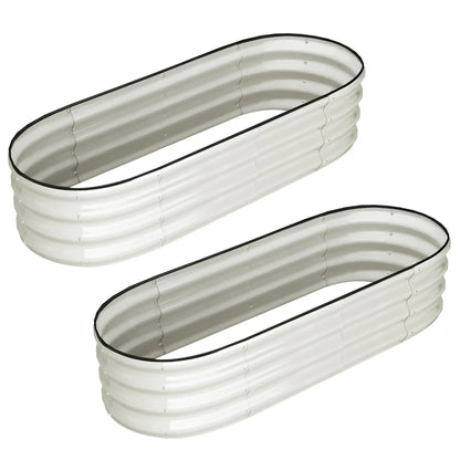 2-Pack Oval Galvanized Steel Raised Garden Bed- Open Base/Safety Edge