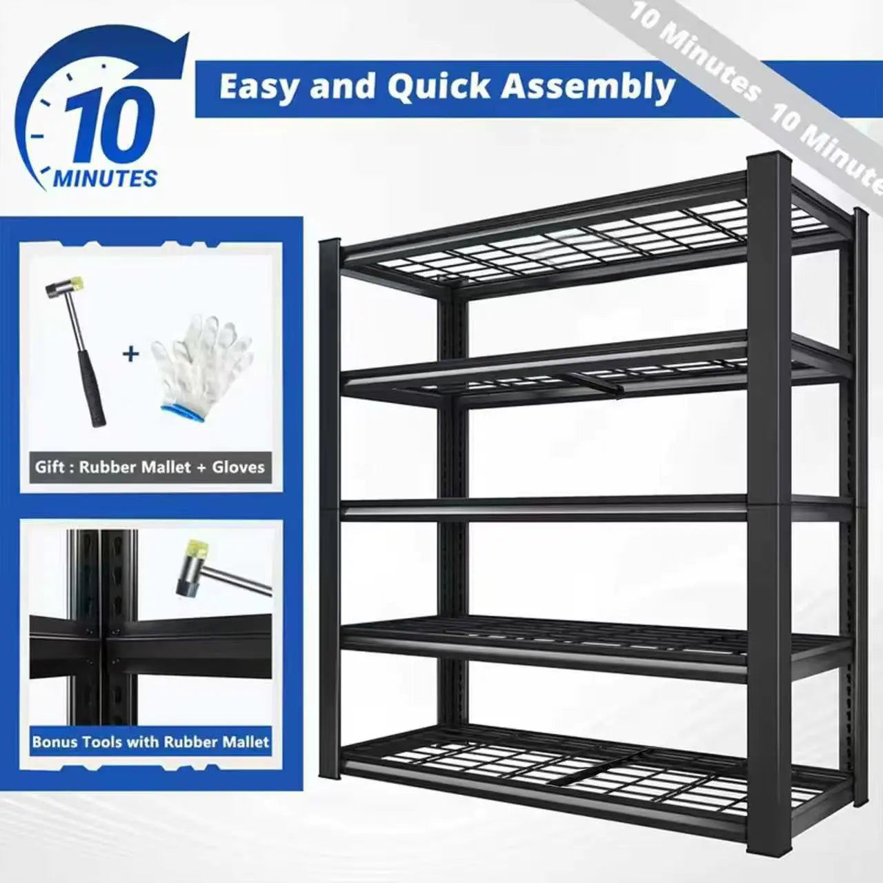 72" Adjustable Metal Double Layer Column Shelving, Commercial Grade