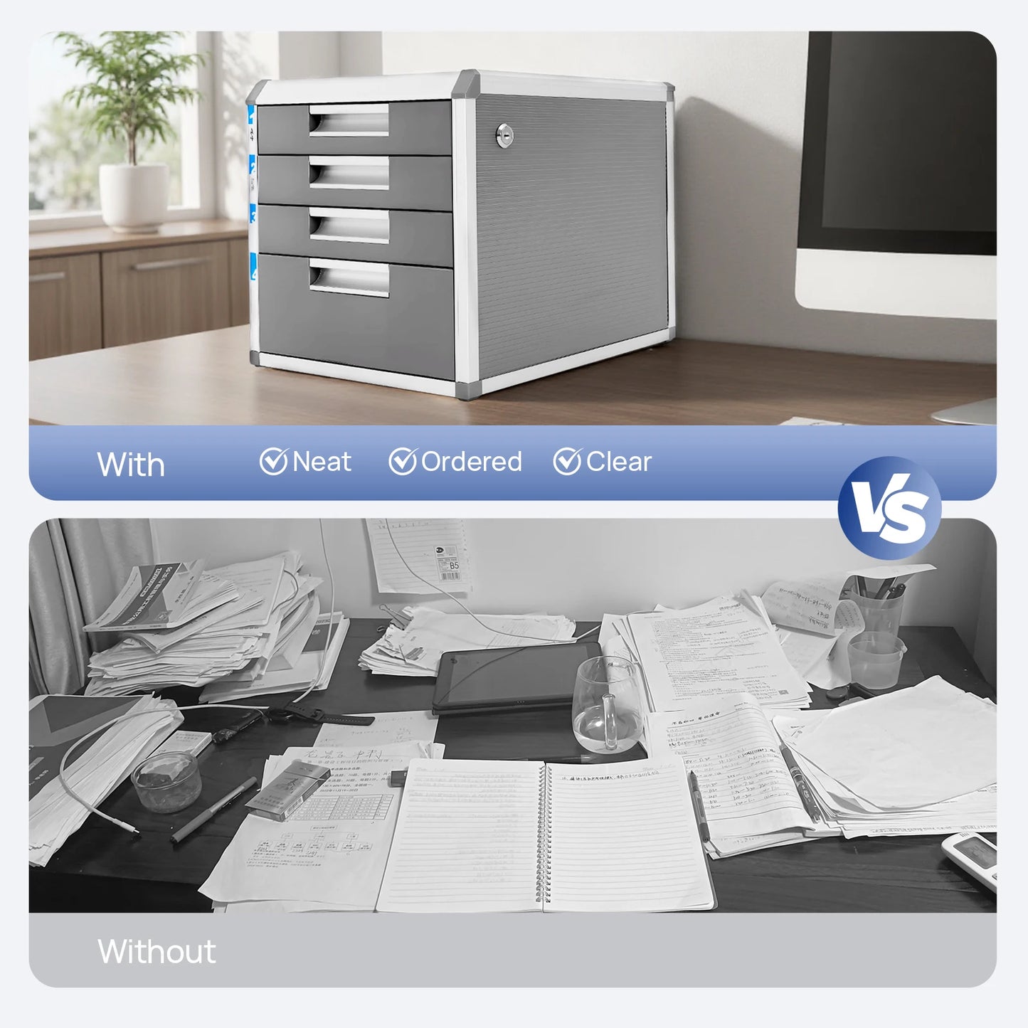 4 Layers Locking Drawer Cabinet, Aluminum Alloy