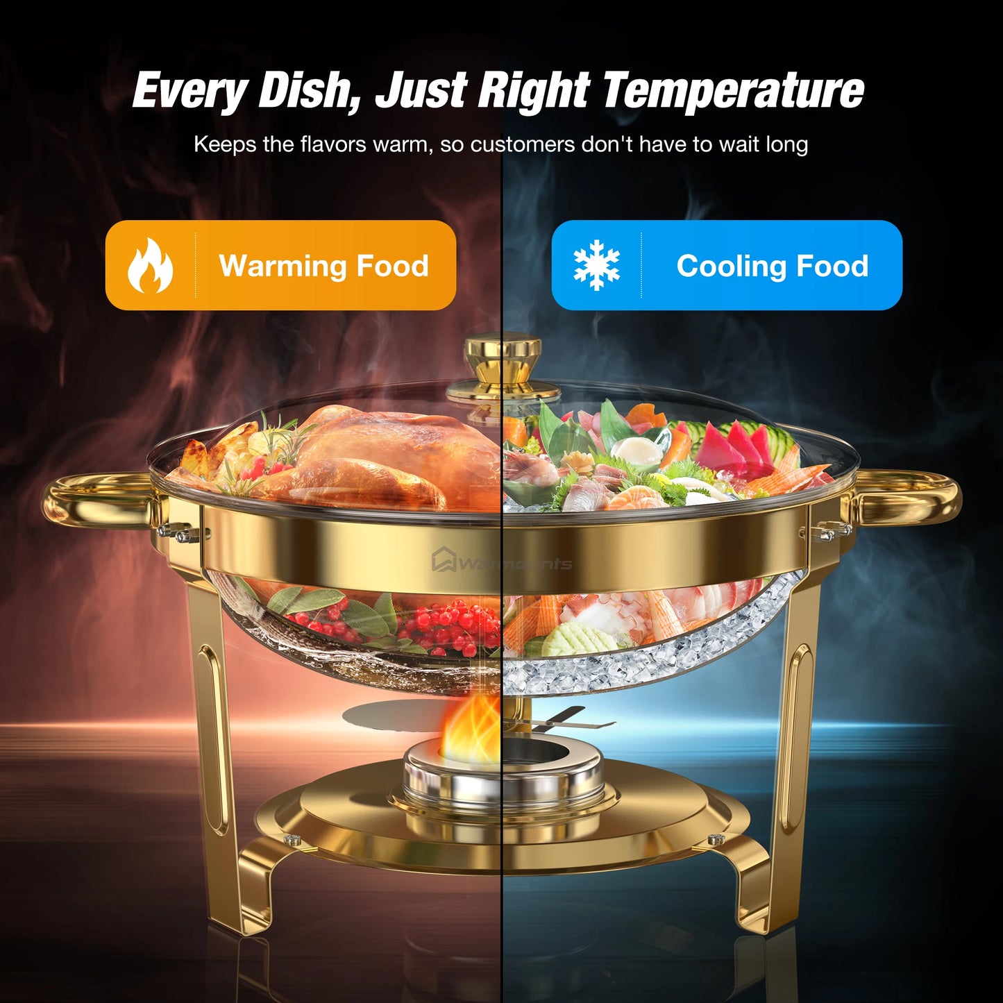 Round Chafing Dishes 5 Qt, High Grade