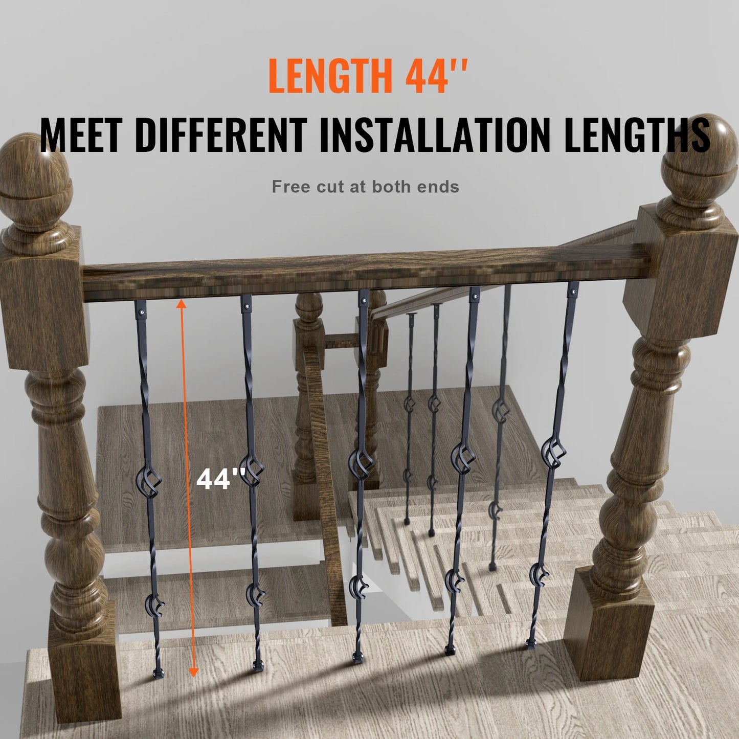 Staircase Metal Balusters- Galvanized Banister Spindles w/ Hollow Baskets Spiral