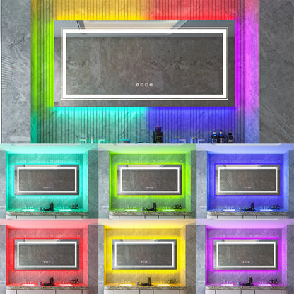 LED Vanity Mirror RGB Color Changing, Backlit, Shatterproof, Dimmable, Anti-Fog