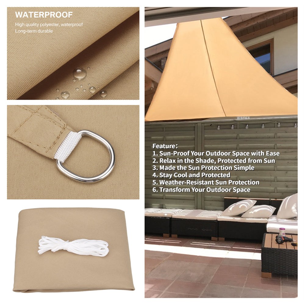 5x5x5/2x2x2M Waterproof Sun Shelter Triangle Sunshade