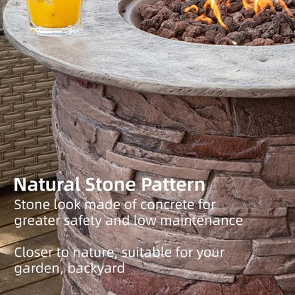 Outdoor Propane Fire Pit Table 40,000 BTU with Lava Rocks & Waterproof Cover, CSA Certified for Patio Garden