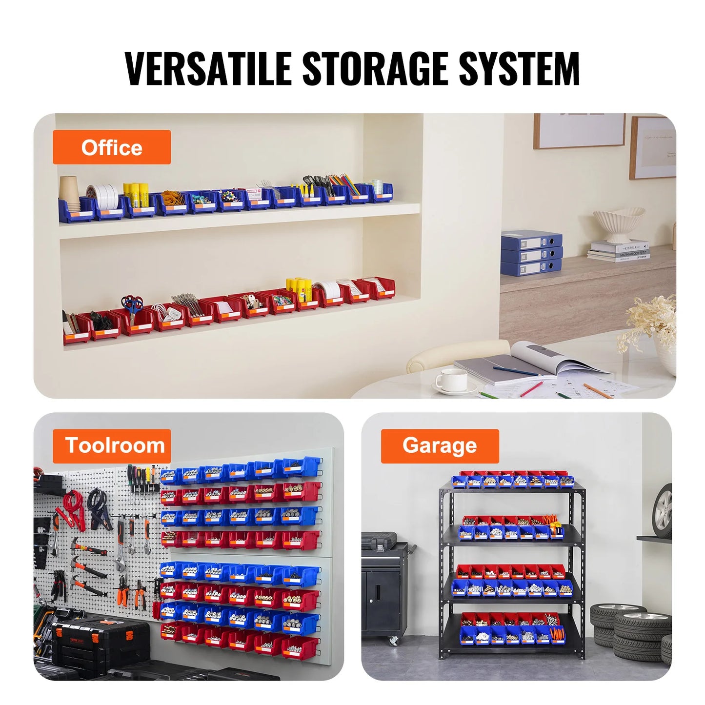 24pcs Stackable Organizer Bin 5x4*3inch Freestanding Tiered Shelf for Garage/Office