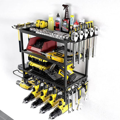 Heavy Duty Power Tool Organizer 4 Layer Wall Mounted Storage Rack with Hooks