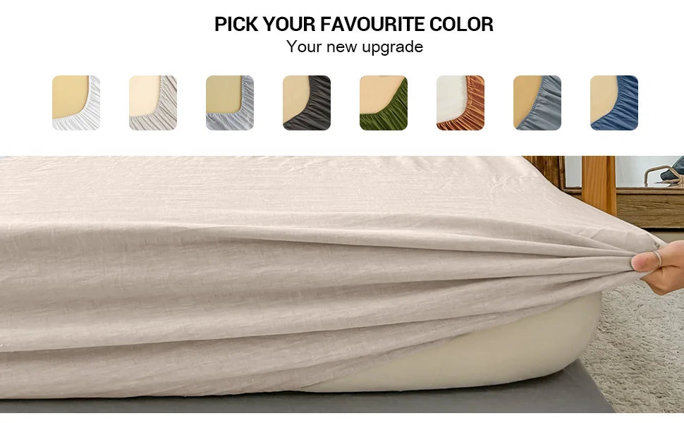 Linen Fitted Sheet (1 Piece) - 14 Inch Deep Pocket Mattress Cover