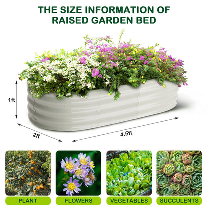 2 Pcs Oval Raised Garden Bed, Galvanized- 4.5x2x1ft