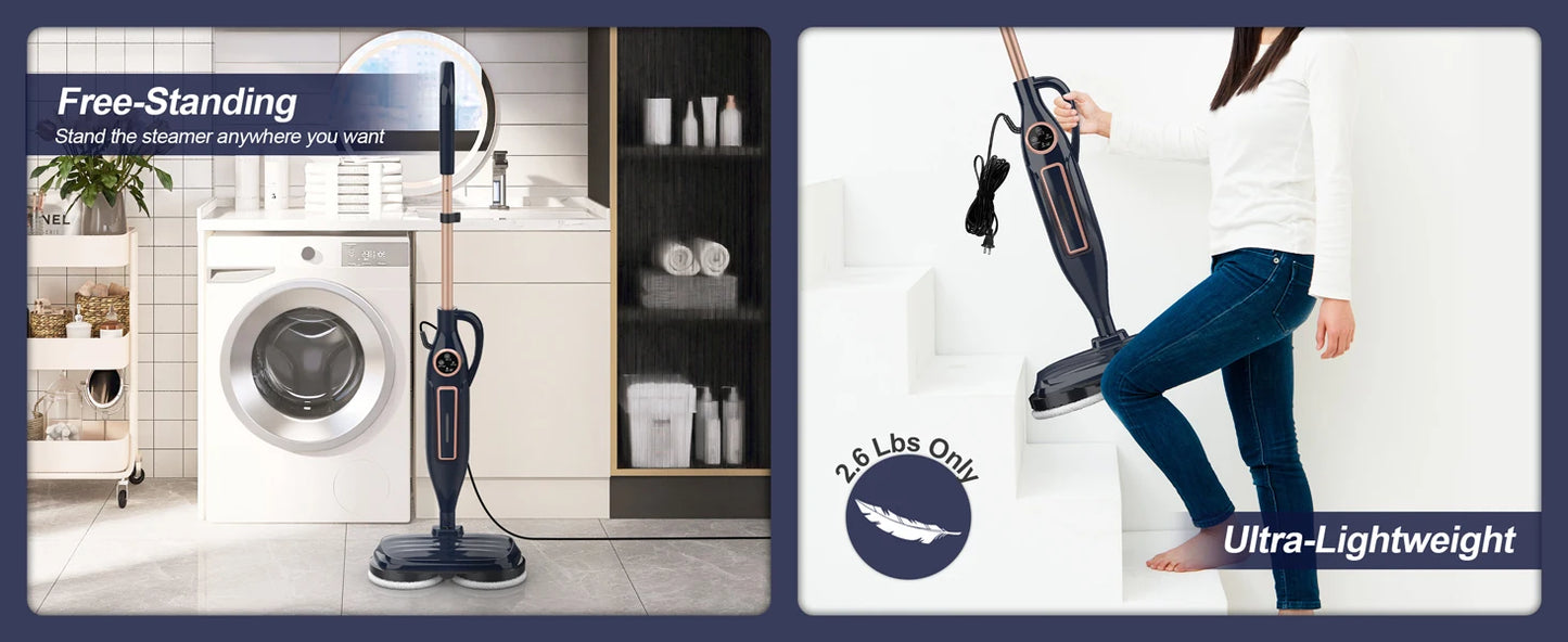Steam Mop Cleaner w/Rotating Mop Pad-10 in 1-Lightweight