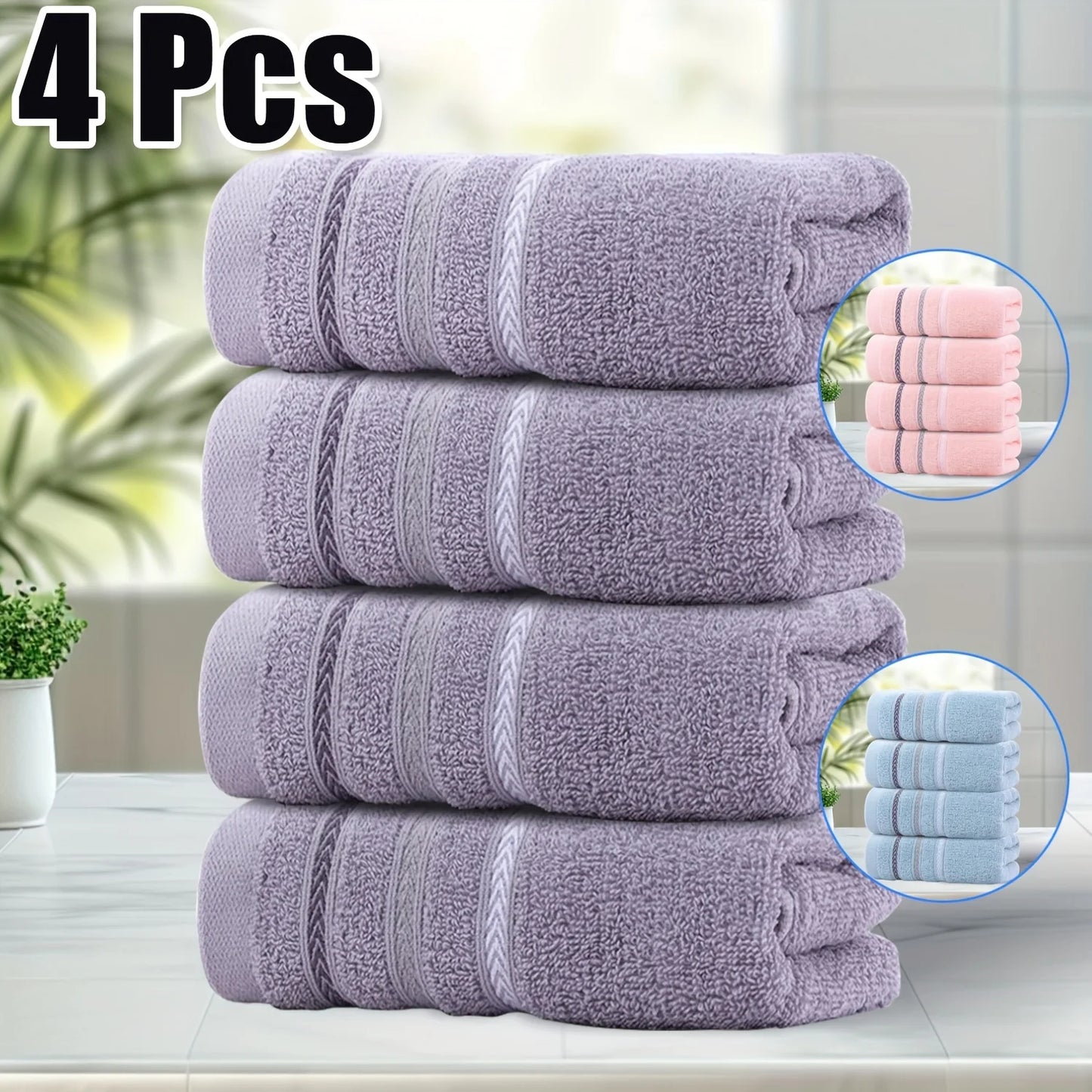 4 Pack 100% Cotton Face Towels 4 Pack, Luxury Quick Dry