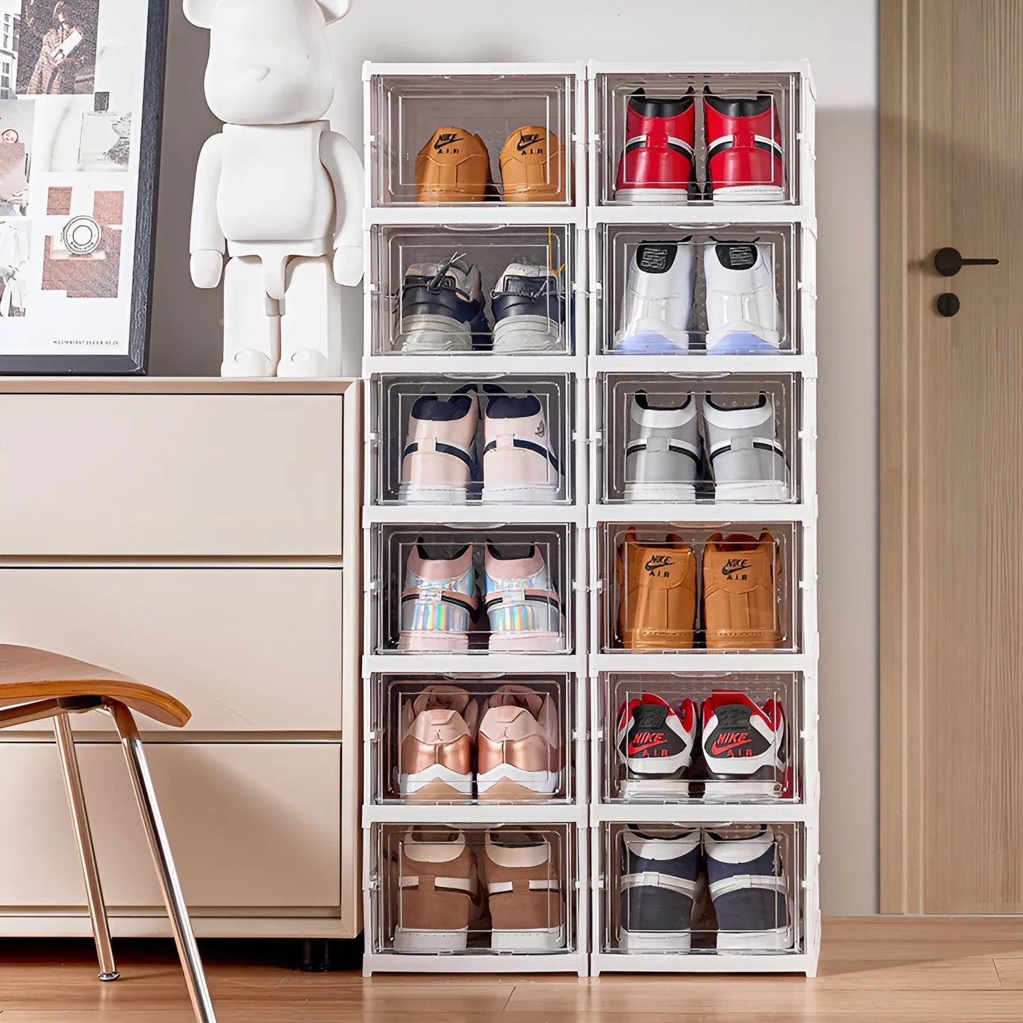 3 Layer Foldable Clear Shoe Cabinet Dustproof