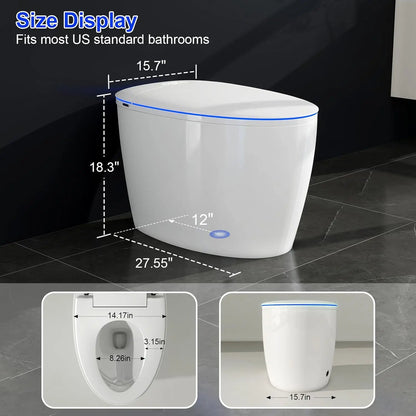 Smart Toilet with Bidet Built in, Foam Shield, Auto Open/Close Lid & Dual Flush, Instant Warm