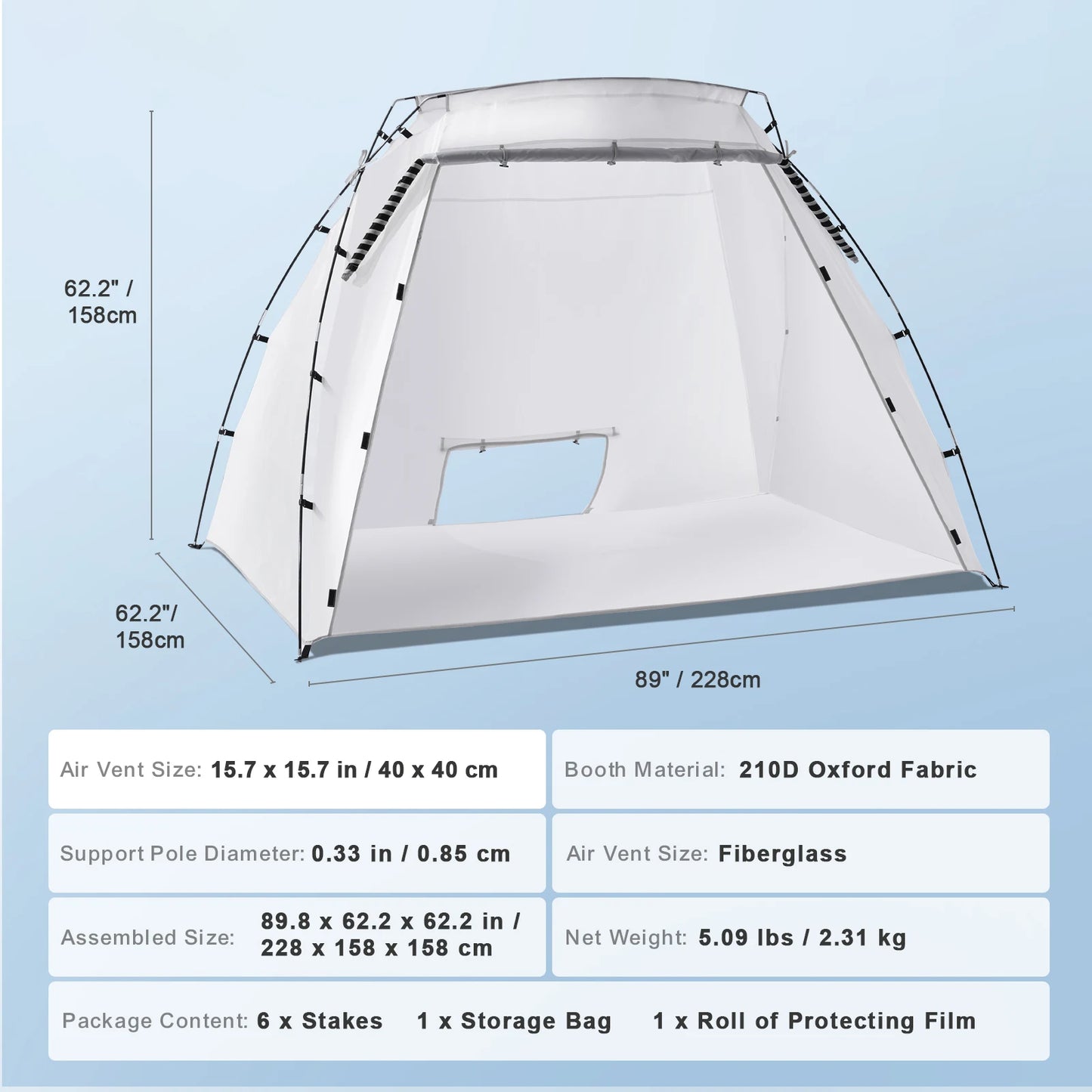 Portable Paint Booth/Shelter 7.5x5.2x5.2/10x7x6ft