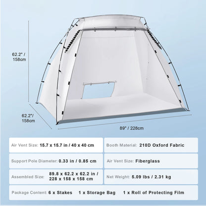 Portable Paint Booth/Shelter 7.5x5.2x5.2/10x7x6ft