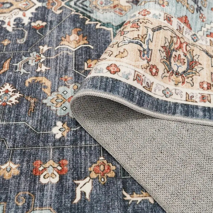 9x12 Oriental Area Rug Waterproof, Stain Resistant, Non-shed, Distressed Floral Designed