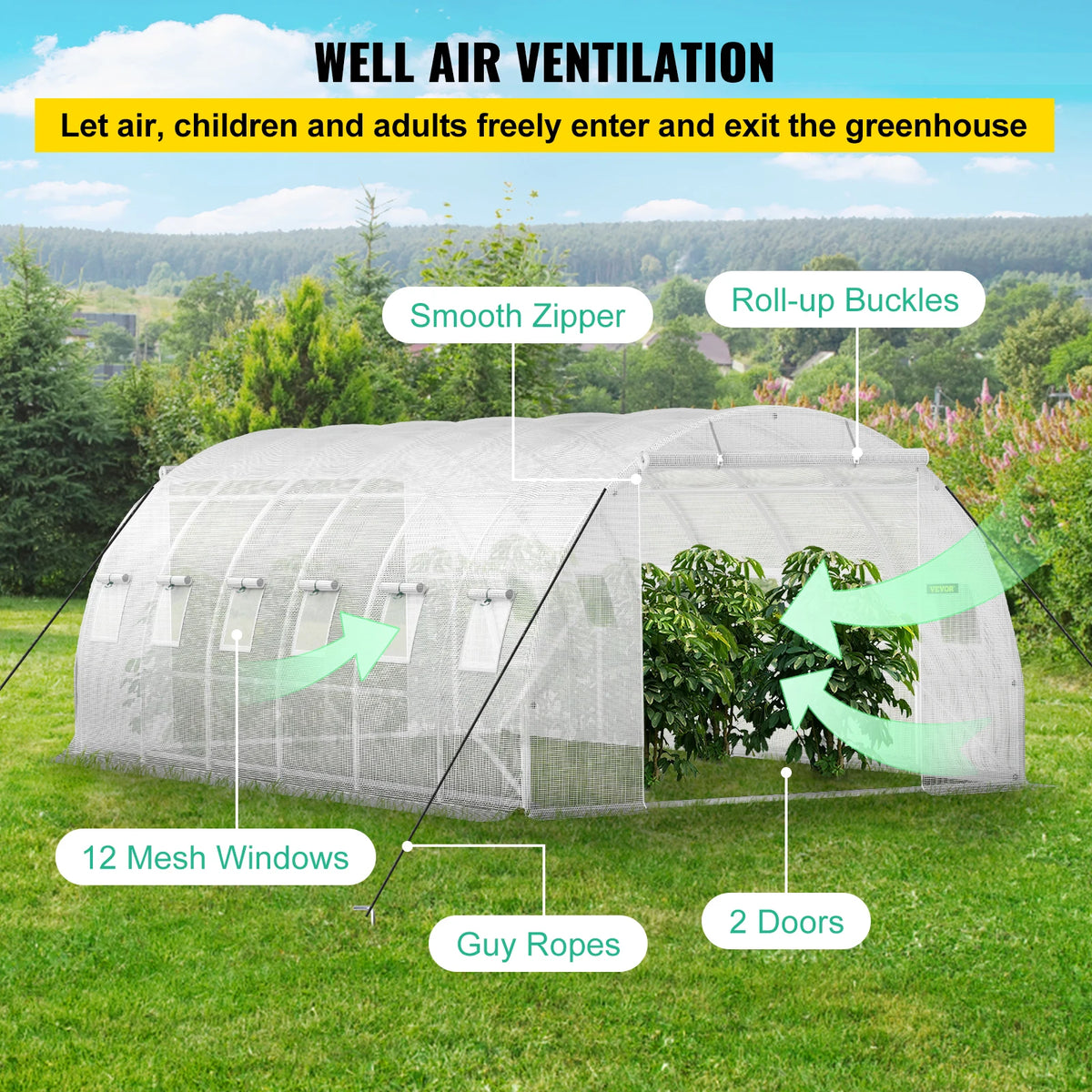 20x10x7/15x7x7 ft Tunnel/Greenhouse w/Galvanized Steel Hoops
