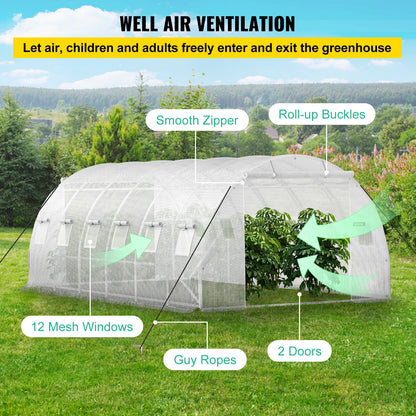 20x10x7/15x7x7 ft Tunnel/Greenhouse w/Galvanized Steel Hoops
