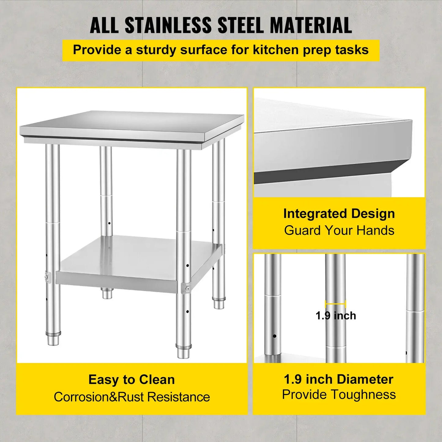Stainless Steel Kitchen Work Bench w/Undershelf