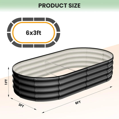 2-Pack Oval Galvanized Steel Raised Garden Bed- Open Base/Safety Edge