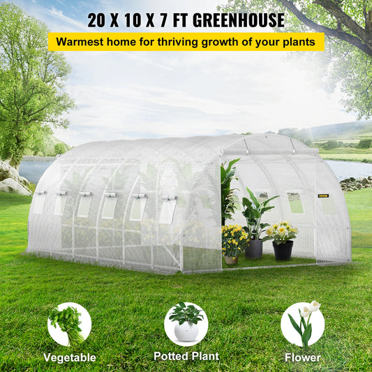 20x10x7/15x7x7 ft Tunnel/Greenhouse w/Galvanized Steel Hoops