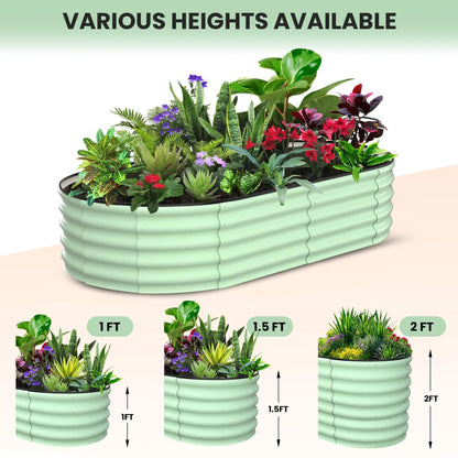 2-Pack Oval Galvanized Steel Raised Garden Bed- Open Base/Safety Edge