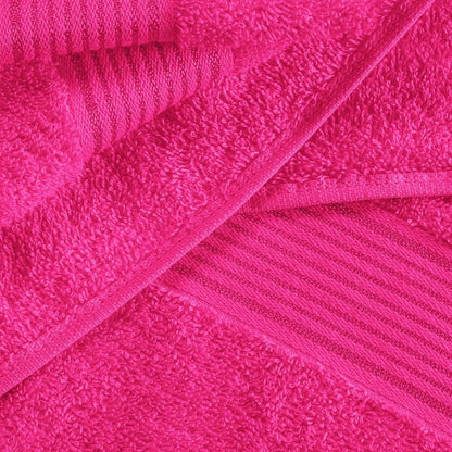 Ultra Soft 6 Pack Cotton Towel Set: 2 Bath, 2 Hand, 2 Wash Cloths - Hot Pink, Compact & Lightweight