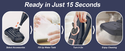 Steam Mop Cleaner w/Rotating Mop Pad-10 in 1-Lightweight