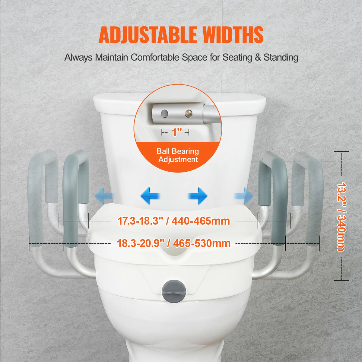 Raised Toilet Seat 5" Height Raised 350 lbs Weight Capacity