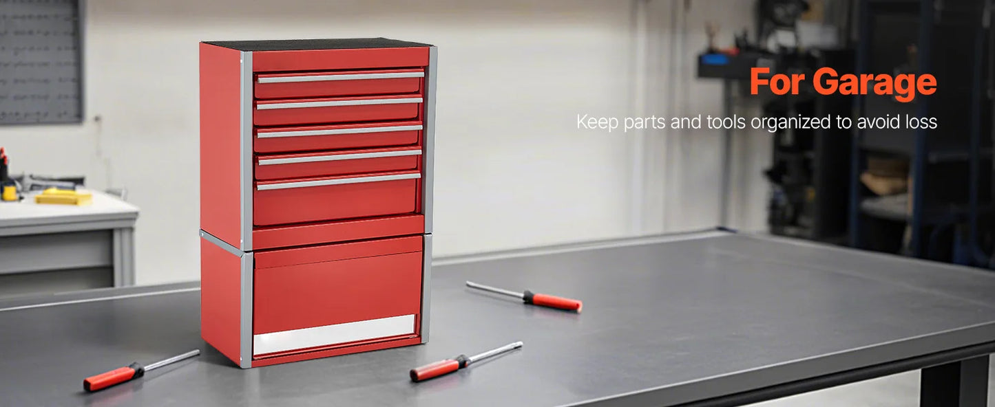 5-Drawer 8.6in Red/Black Metal Portable Small Tool Chest
