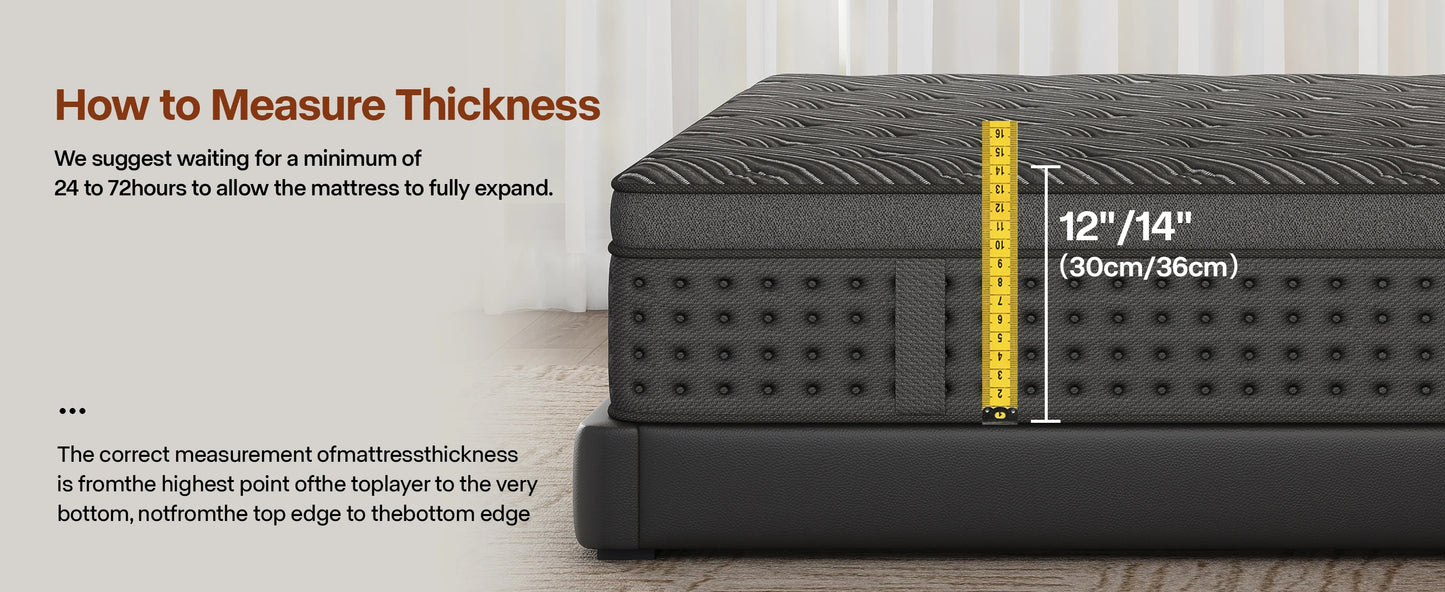 12"/14"Mattress in a Box Hybrid Spring Memory Foam,Euro Top