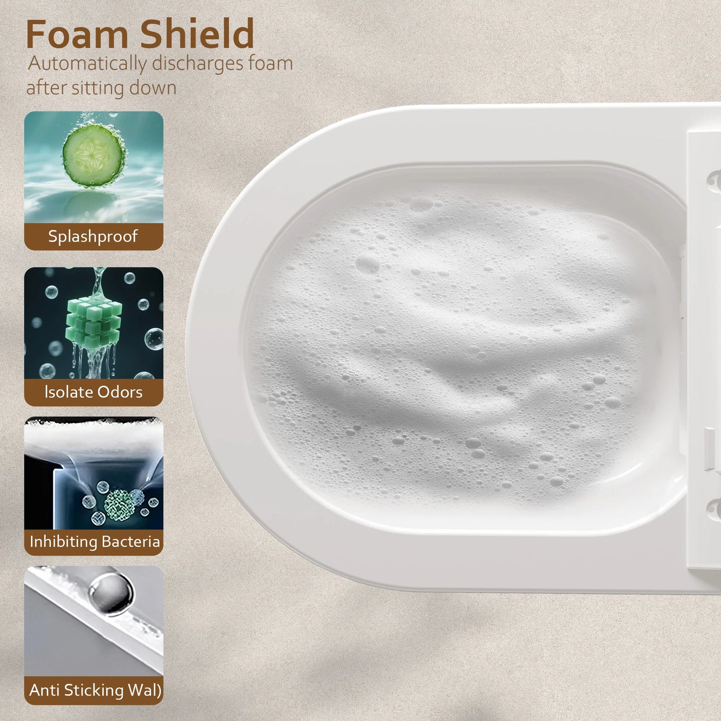 Smart Bidet Toilet-Heated Seat, Self-Cleaning, LED Display, Remote Control